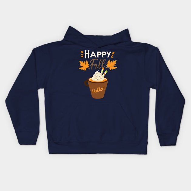 Happy Fall Pumpkin Spice Kids Hoodie by AngelFlame